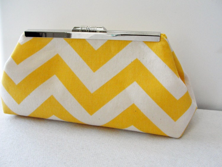 Frame Clutch, Chevron Sunny Yellow and Cream
