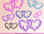 Valentine Photoshop Brush Wedding double hearts clip art heart clipart Lacy Heart clipart L1514 Il_170x135