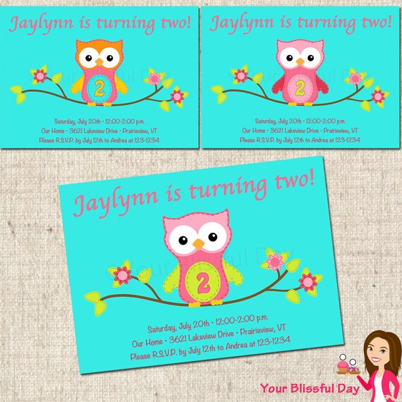 PRINTABLE Girl Stitch Owl Party Invitation (Character of your choice) Il_570xn