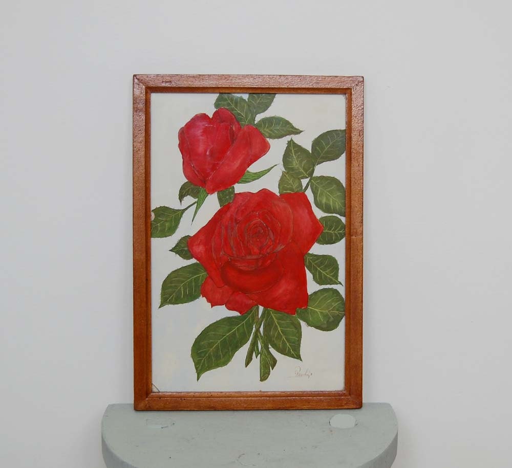 Vintage Framed Rose Print