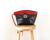Vintage French Black and Red Leather Handbag