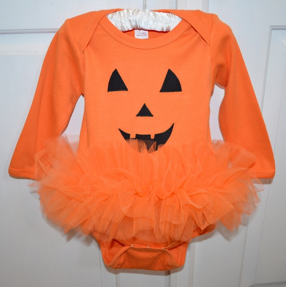 Jack O Lantern Baby Girl Tutu Bodysuit And Leg Warmer Set- Halloween Pumpkin Costume - Sizes Newborn - 18 Months