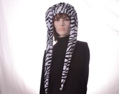 Zebra Jester Hat Extra Long 3 Point Joker Style with Bells