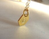tiny hexagon initial necklace-gold initial necklace-initial necklace-silver initial necklace-small initial disc-personalized-geometric charm