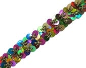 Free Shipping Multicolor Sequins Sewing Trim Handmade Sari Border Ribbon Indian Craft Lace By The Yard - BT285A