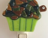Turtle Cupcake Fused Glass Nightlight