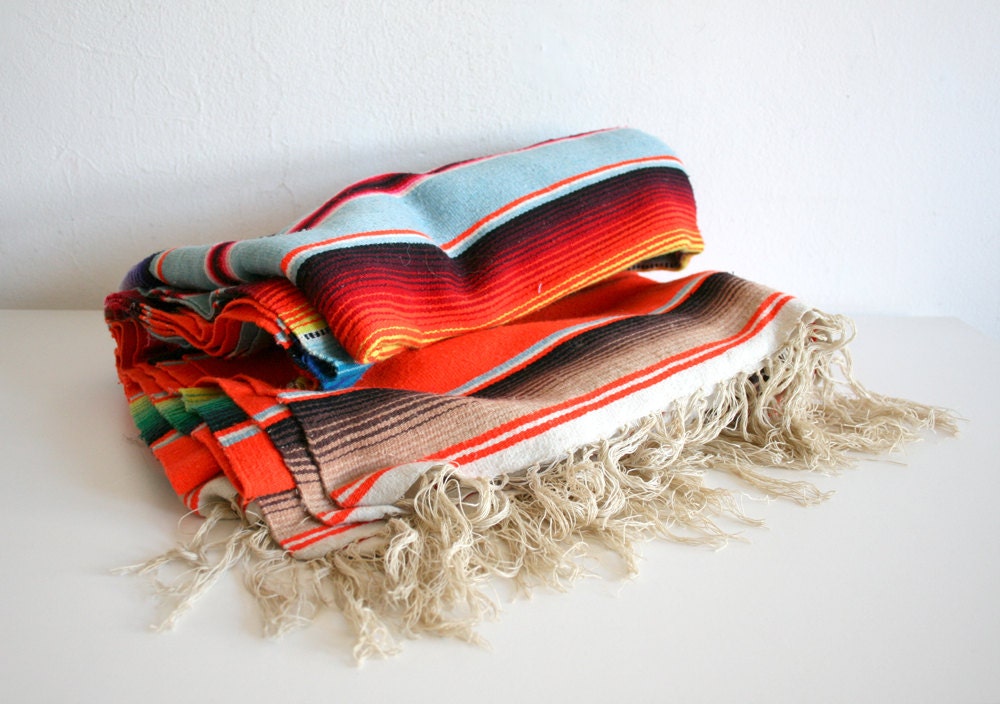 Orange Striped Mexican Blanket