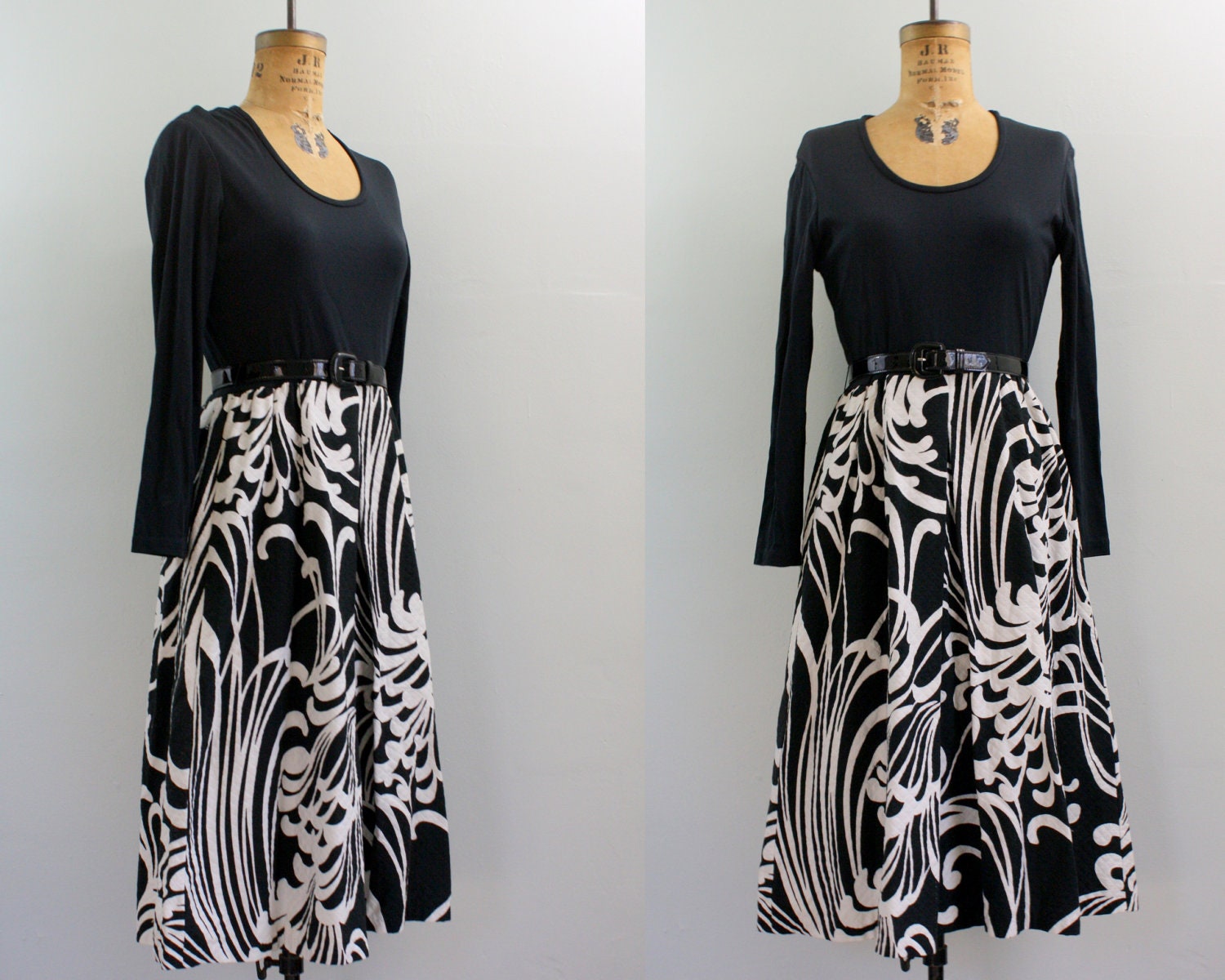 1960s dress / 60s black dress / quilted dress medium
