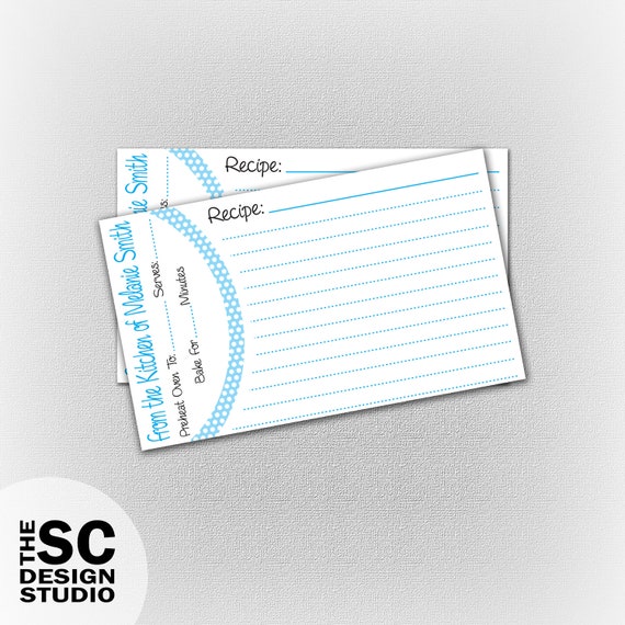 Personalized Recipe Cards - Digital File - Print At Home