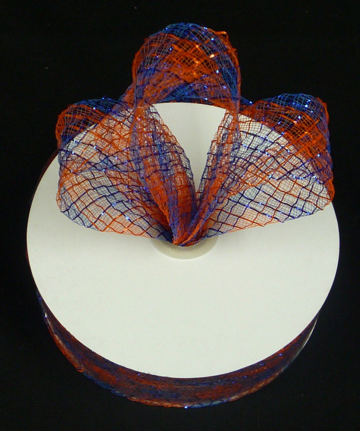 Royal Blue Orange Waffle Ribbon RS4024M2, 1.5 Inch X 30 Yards (90 feet), Poly Mesh Supplies