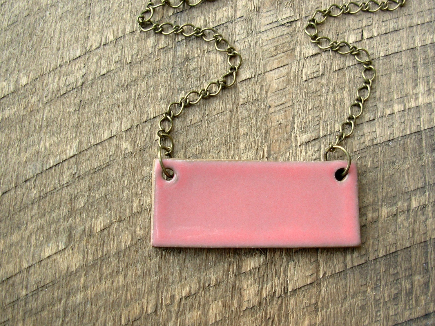 Modern Rectangle Necklace- Peach Pink