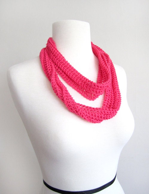 Pink Mesh Scarf Very 80s Fuchsia sporty Summer scarf/SALE