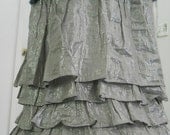 Belle du Jour silver silk ruffled jean skirt bohemian mermaid goddess fairy Renaissance Denim Couture Seven for All Mankind
