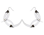 Unusual Silver Hoops - Thorn Crown Earrings - Free Shipping - Black Filigrees - Free International Shipping