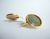 Olive Green Genuine Shagreen Stingray Leather Earrings by dirtyrice designs