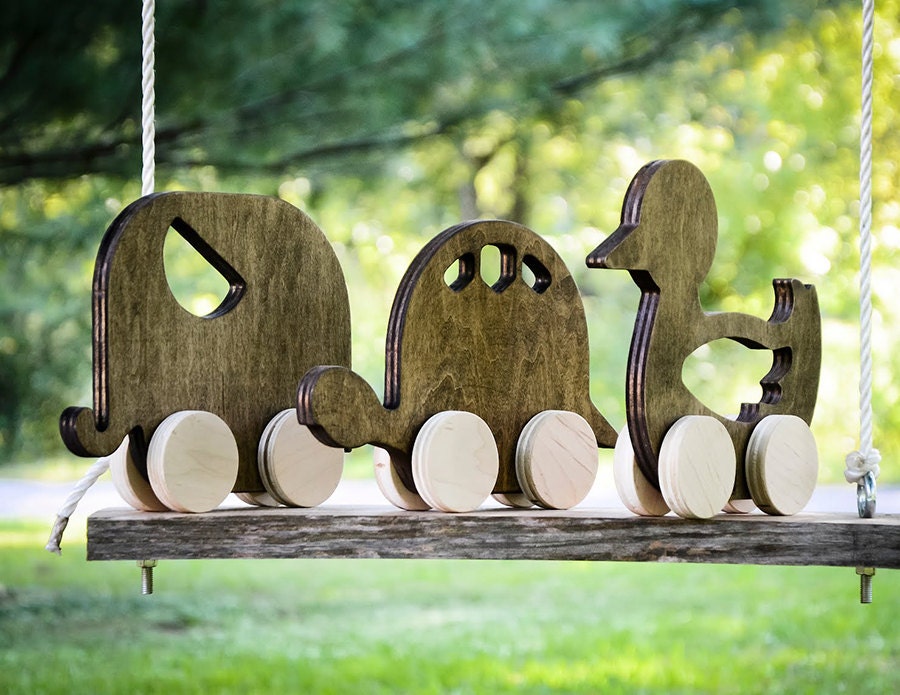 Set of 3 Wooden Animal Toys