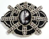 After Midnight - Unique Rhinestone Silver and Black Hair Barrette - MegansBeadedDesigns