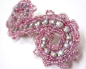 Pretty Pink Swirl Rhinestone Hair Clip Beaded Hair Accessory