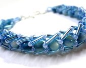 Flat Spiral Light Blue Beadweaving Bracelet