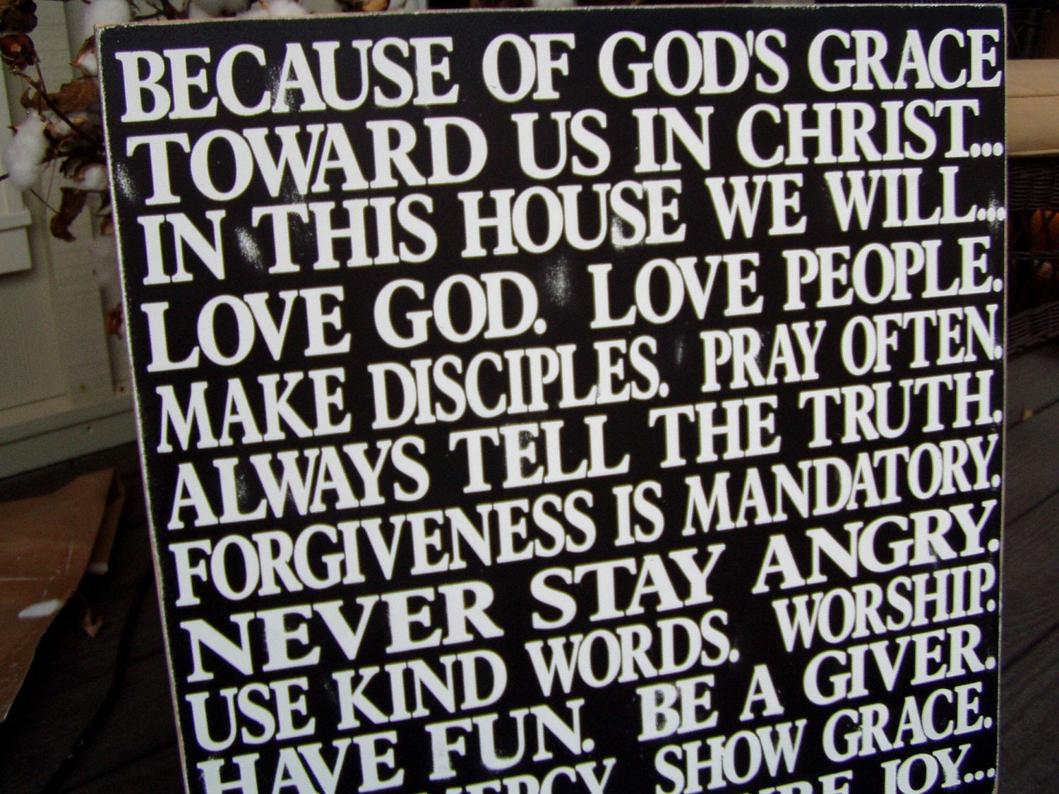 In This House We Will...24x24wood painted sign