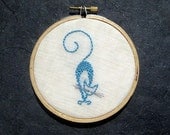 Persian Blue Kitty Cat - Hoop Art - hand embroidered in 4 inch hoop