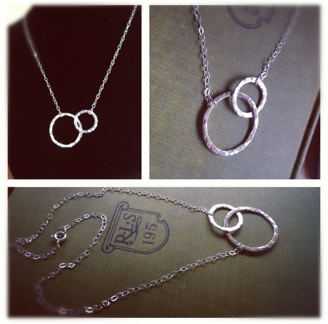 Rebecca Necklace- Hand Forged Recycled Sterling Silver Interlocking Hammered Circles Necklace