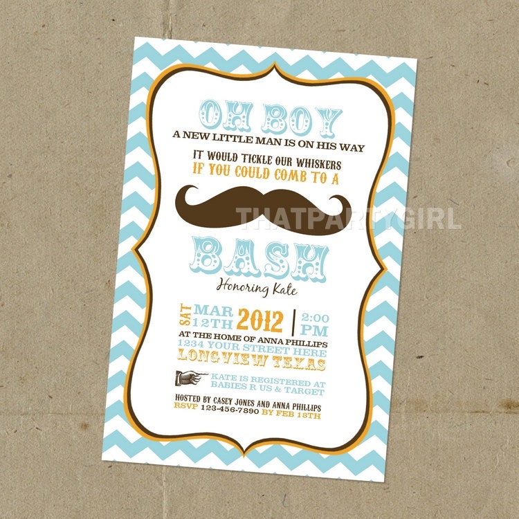 DIY Mustache Bash Party Invitations - Digital U Print
