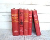 Red Books by Color Bundle vintage Decorative Books Instant Library Collection Photography Props - sorrythankyou79