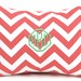 Coral Pillow Decorative Throw Pillow Covers 20 x 20 Inches Combo Pair Pillow Covers Coral Chevron and Chain Link on White
