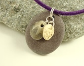 Slightly Purple Stone Fossil Porcelain Charm Pendant
