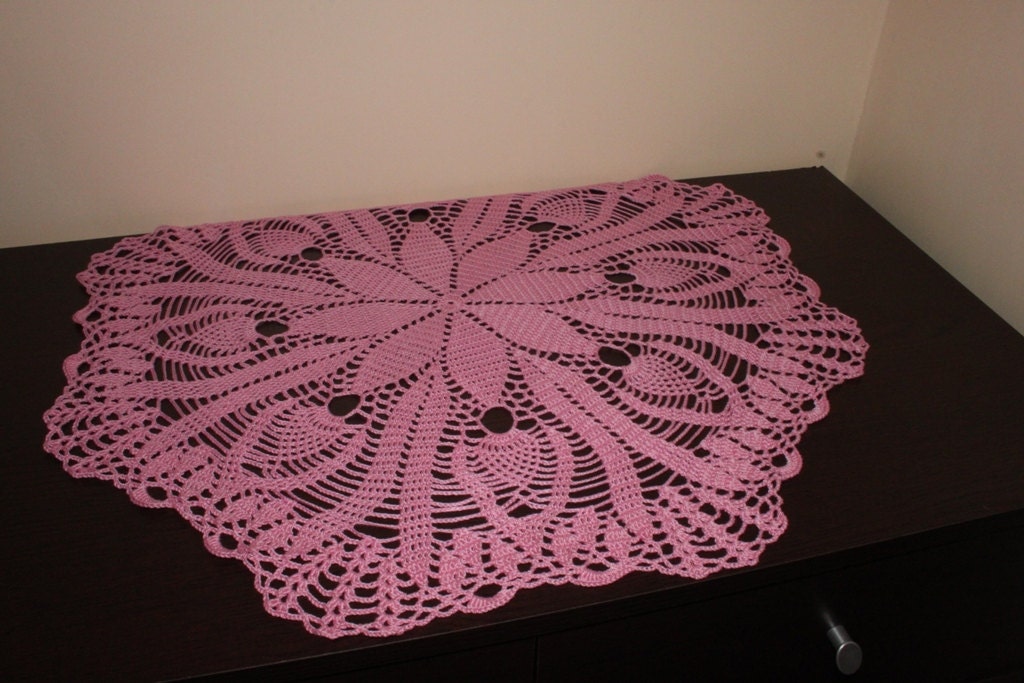 Crochet doily, lace doily, table decoration, crocheted place mat, center piece,doily tablecloth, table runner, napkin, pink