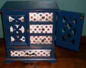 Navy Blue Distressed Vintage Jewelry Box