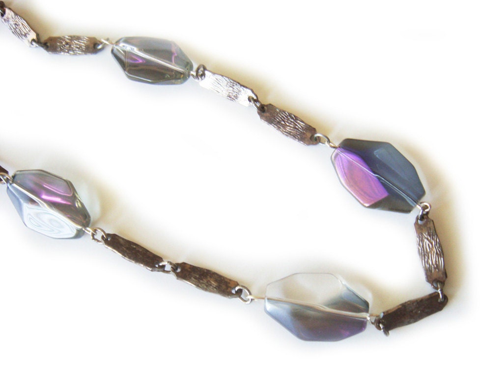 Iridescent Purple Crystal Necklace
