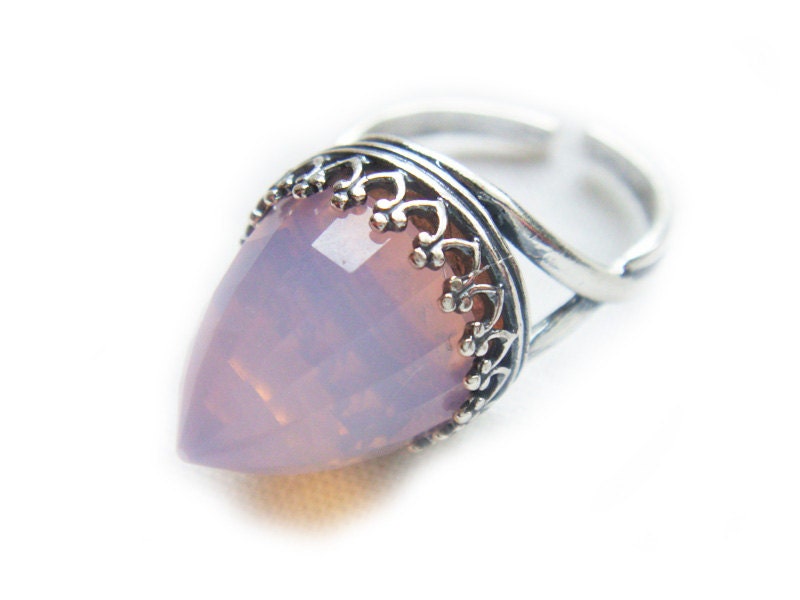 Swarovski Crystal Ring Rare Vintage Pink Opal Sterling Silver