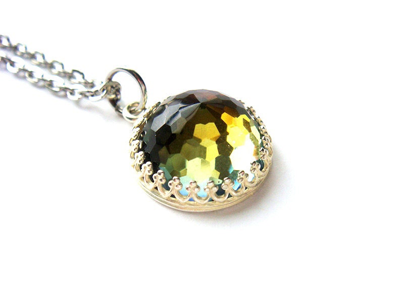 Rare Color Changing Dome Vintage Swarovski Crystal Necklace