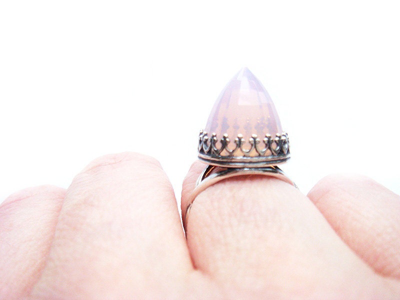 Swarovski Crystal Ring Rare Vintage Pink Opal Sterling Silver