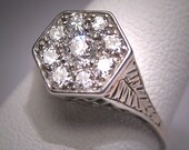 Antique Diamond Wedding Ring Vintage Art Deco White Gold Engagement 2CT Look