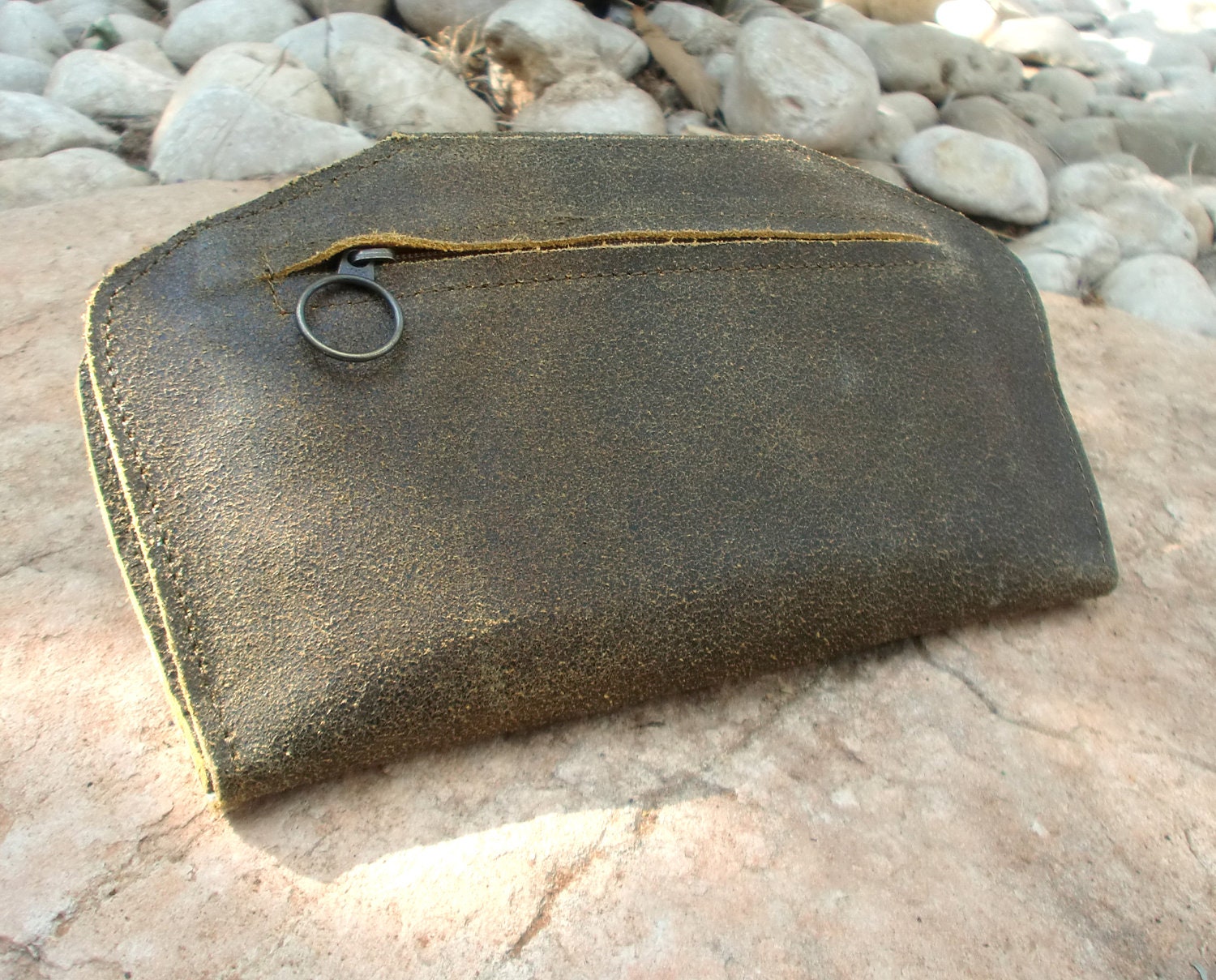 Free shipping, Rough brown Leather Wallet, leather clutch, gift for her, women leather purse