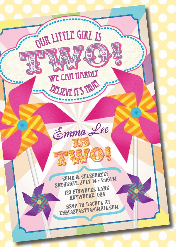 DIY Printable Pinwheel Birthday Invitation Il_570xn