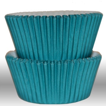 Solid Aqua Blue GREASEPROOF Baking Cups Cupcake Liners - Quantity 50