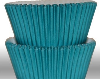Solid Aqua Blue GREASEPROOF Baking Cups Cupcake Liners - Quantity 50