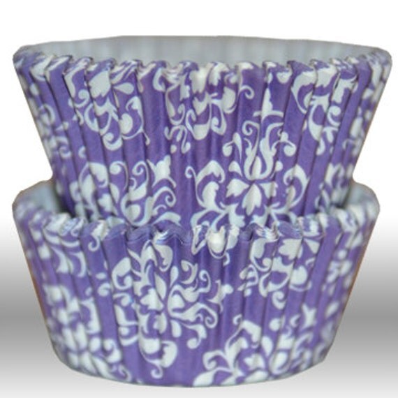 Damask Purple GREASEPROOF Baking Cups Cupcake Liners - Quantity 50 Il_570xn