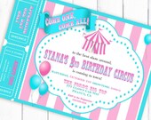 Circus Invitation Carnival Invitation Big Top Invitation with Tickets Balloons - Aqua and Pink Collection - Gwynn Wasson Designs PRINTABLES