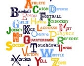 My Sports ABCs - 16x20" Print - Primary Colors - Perfect for Boy's Room