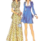 70s Dress Pattern/ Vintage 1970s UNCUT Simplicity Misses Maxi Dress or Mini Dress Sewing Pattern 5728