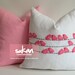 Sukan / Pink Birds, White Linen Pillow cover, Throw Pillow Cover, Decorative PIllow, Cushion Cover, - 18x18