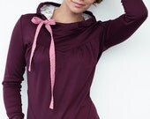 bordeaux red hoodie shirt - pepita diamonds