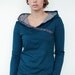 turquoise hoodie shirt - flowers - tucks