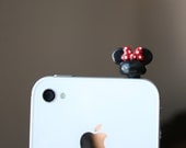 Mouse ears with bow smart phone dust plug