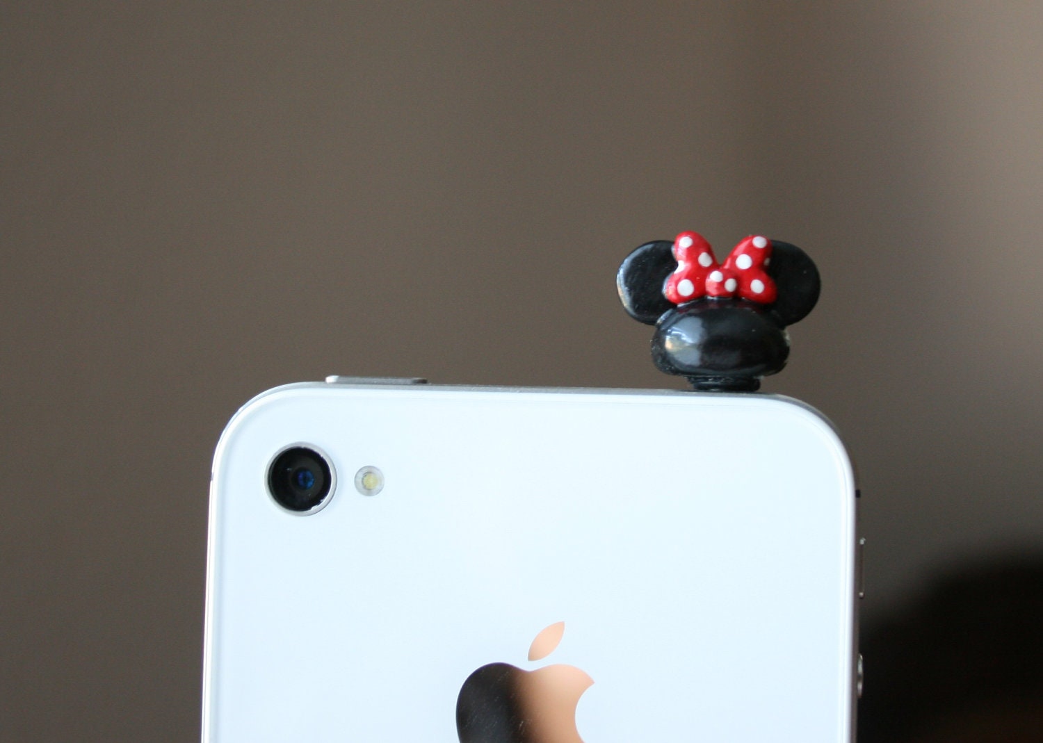 Mouse ears with bow smart phone dust plug